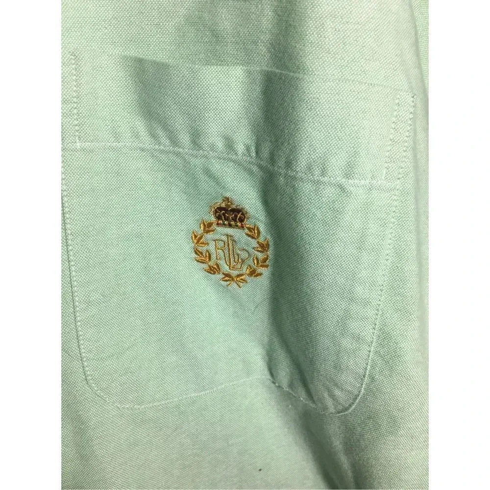 Mens Lauren Ralph Lauren Button Up Shirt Green Vintage Crest Casual Formal